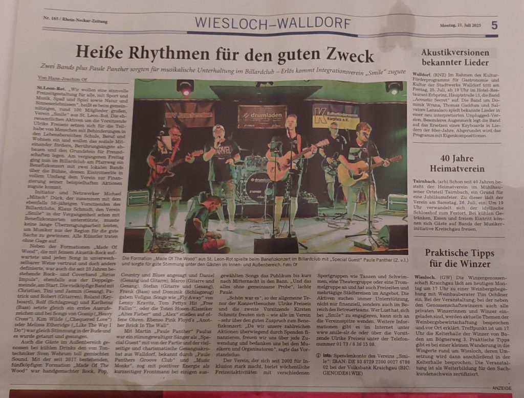 Benefizkonzert zugunsten des Smile eV St.Leon-Rot